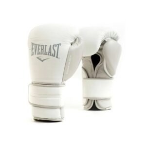 gants de boxe everlast cuir powerlock hookloop blanc