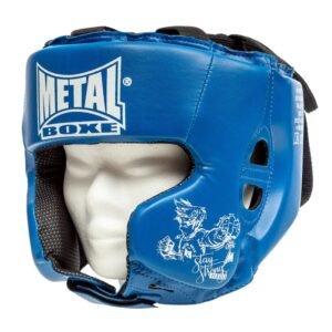 casque de boxe metal boxe enfants pommettes bleu