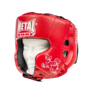 casque de boxe metal boxe enfants pommettes rouge