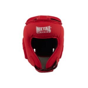 casque de boxe metal boxe rouge face