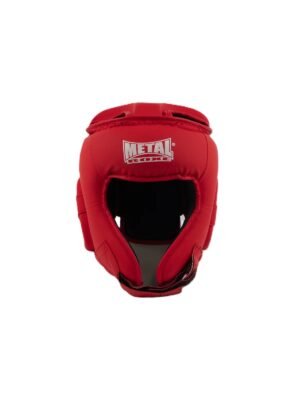 casque de boxe metal boxe rouge face