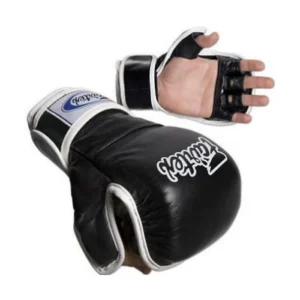 gants mma fairtex v15 noir blanc main gauche