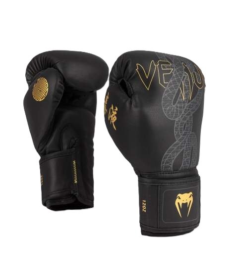gants de boxe venum serpenti noir doré