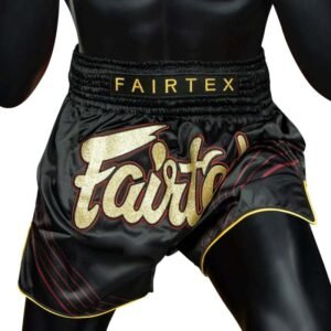 short de boxe thai noir doré