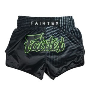 short de boxe thai fairtex noir gris face