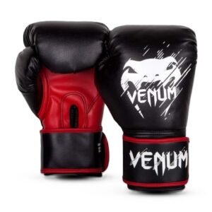 gants de boxe venum contender noir blanc rouge enfants profil