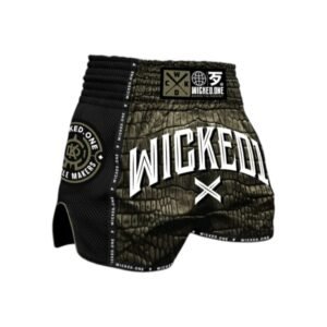 short muay thaï caiman kaki noir w1