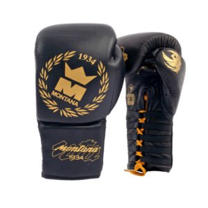 gants de boxe pro cuir lacets noir montana