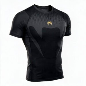 rashguard manches courtes venum Attack Black Gold vue face